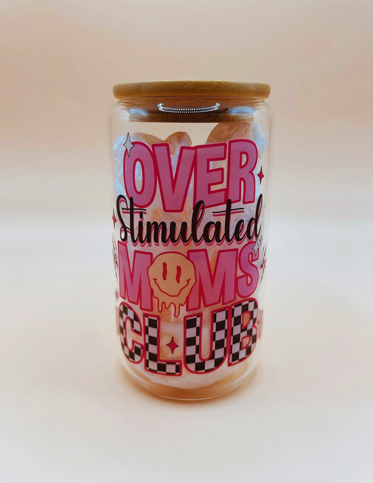 Overstimulated Moms Club 16oz Libbey Glass Can