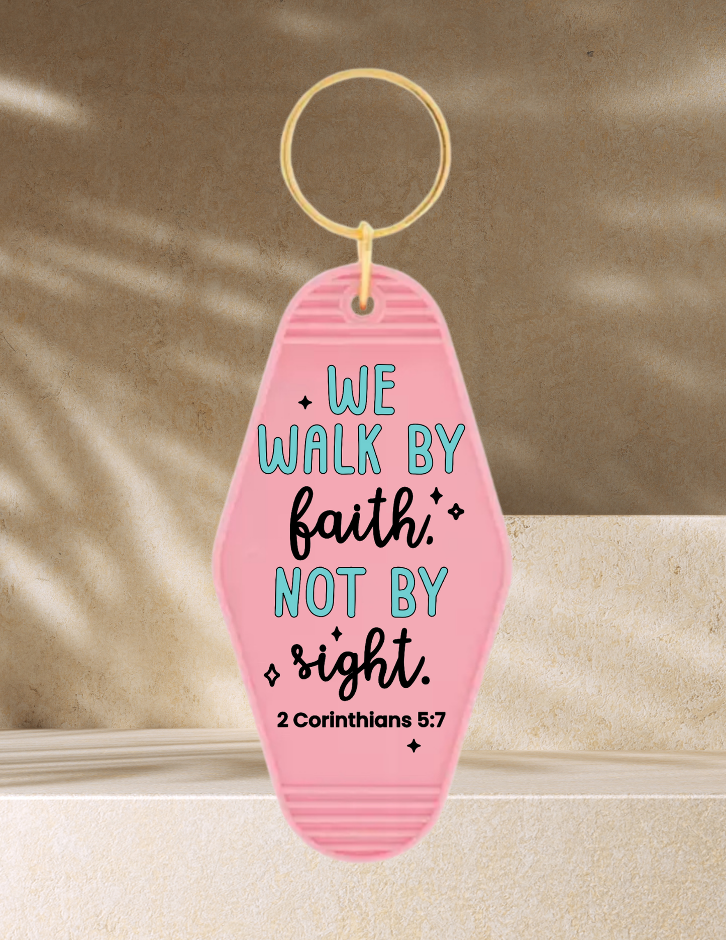 We Walk By Faith Not By Sight Customized Acrylic Motel Keychain